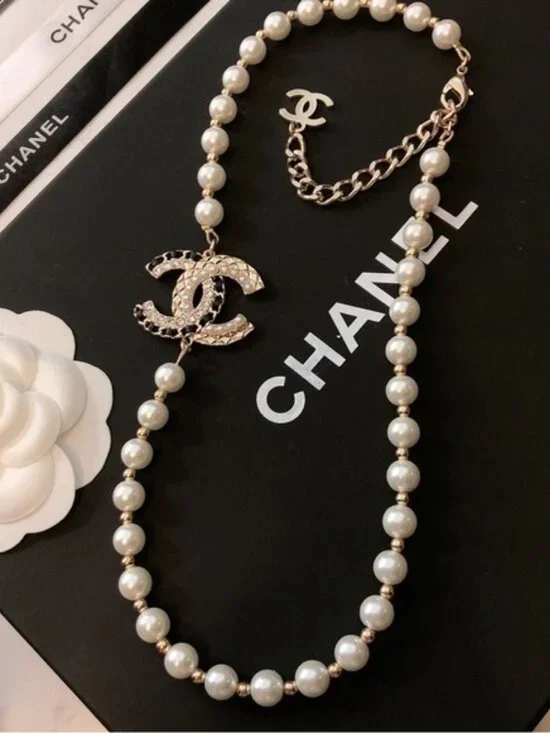 Chanel Pearl & Gold-Tone CC Logo Necklace - Picture 1 of 5